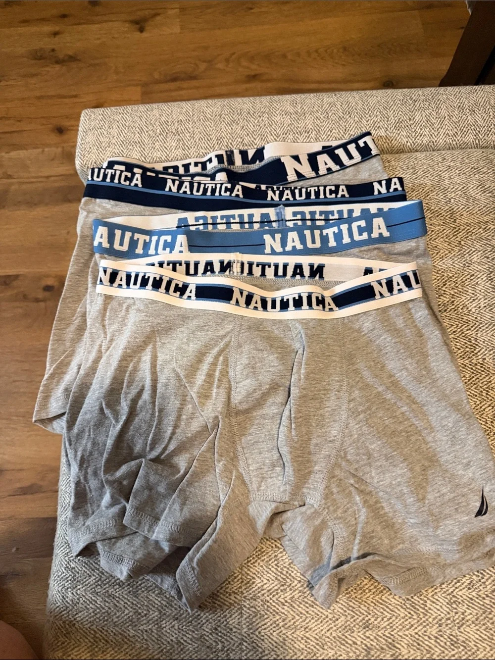 Nautica Gray Boxer Briefs with Blue and Navy Waistbands - 3-Pack